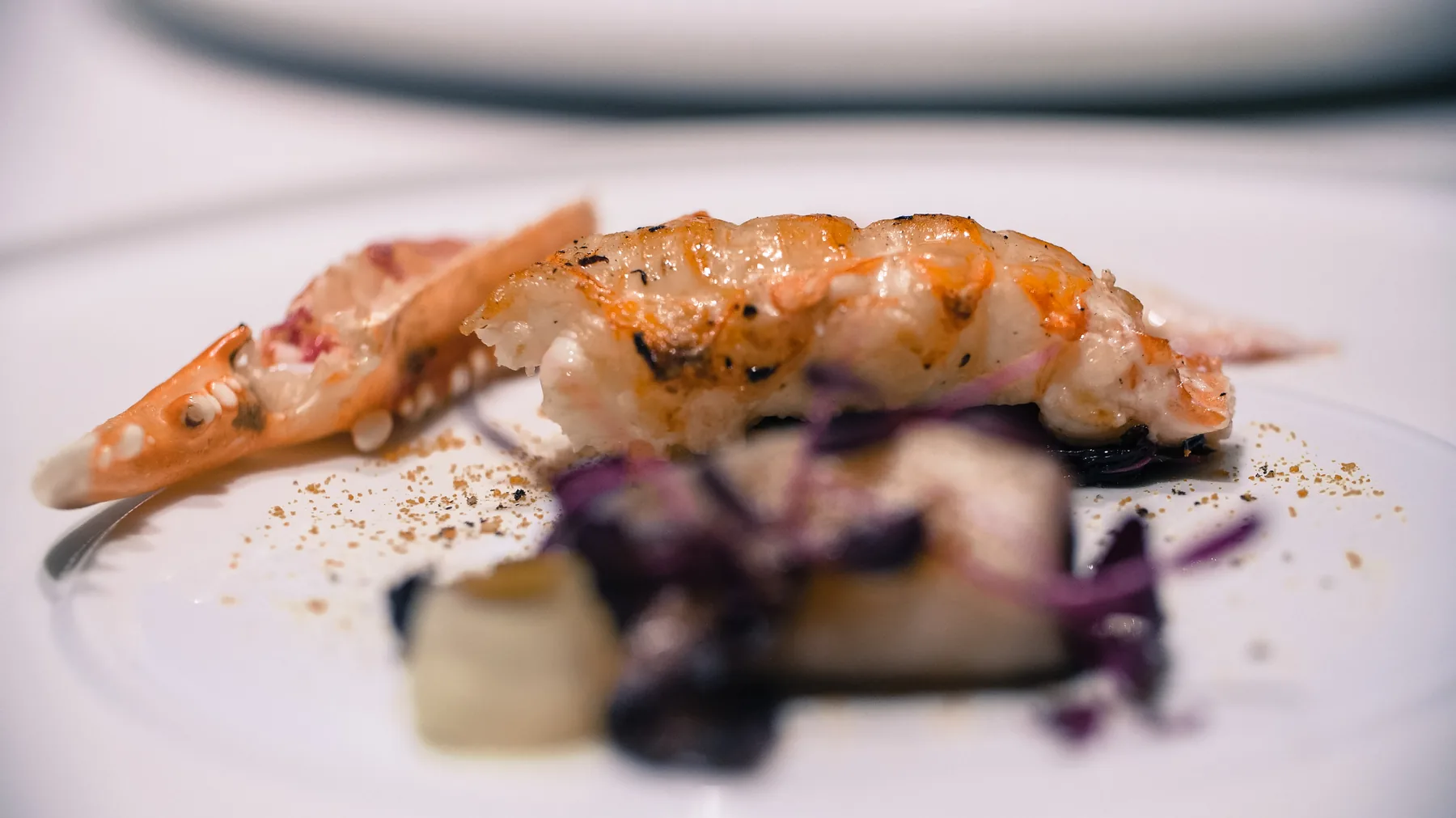 Plat de gastronomie servi sur une assiette blanche